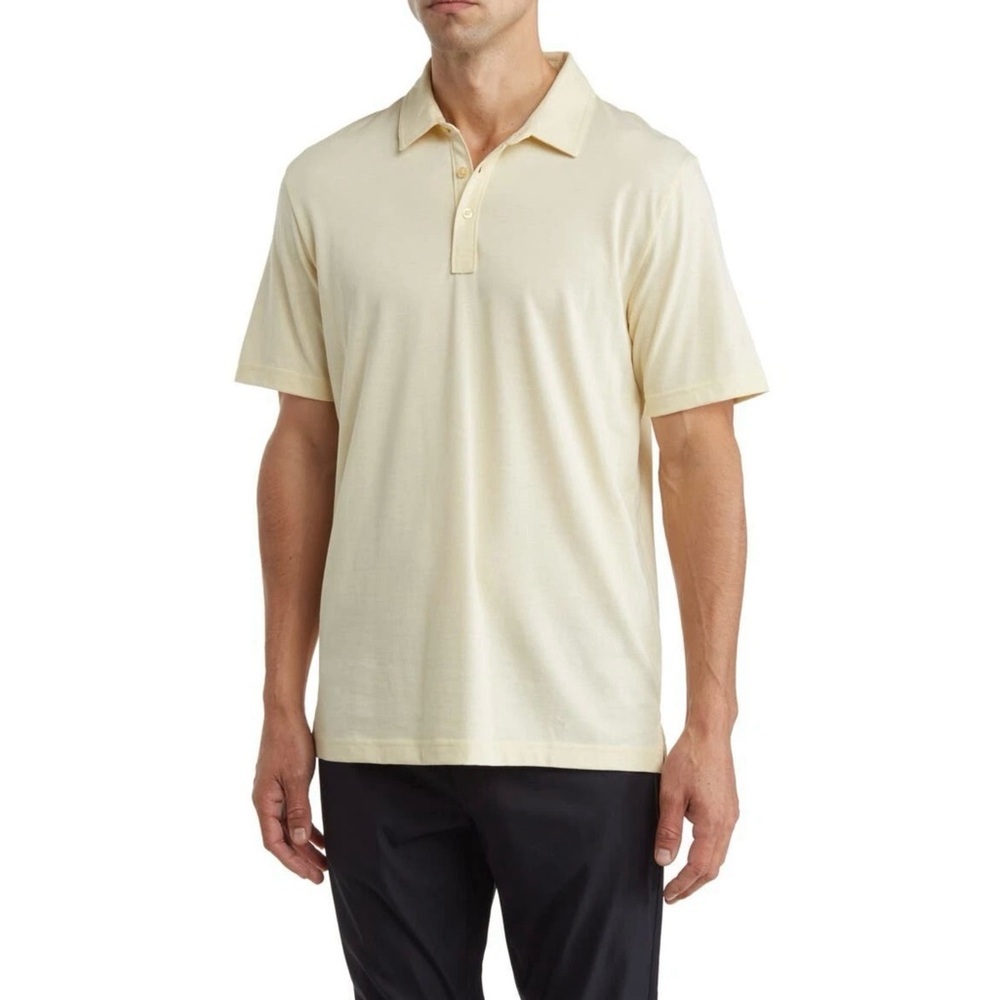 TRAVIS MATHEW Men’s Cream Colored Collared Polo Shirt Size Medium